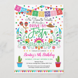 Invitation Fiesta Drive By Birday Mexican Party Parade