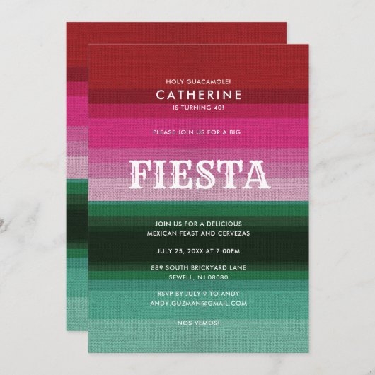 Invitation Fiesta du Mexique (Devant / Derrière)