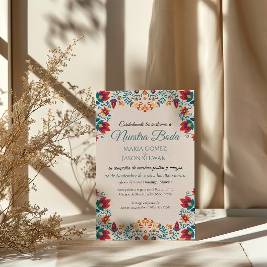 Invitation Fiesta Elegant Colorful Floral Spanish Wedding