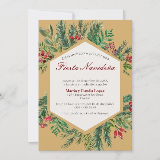 Invitation Fiesta espagnole Navideña Classic Chic mignon Noël (Devant)