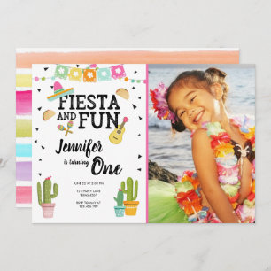 Invitation Fiesta et Fun Cactus premier anniversaire de la Me