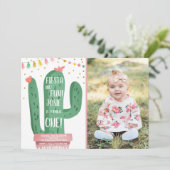 Invitation Fiesta et Fun Girl Pink Cactus 1er anniversaire (Debout devant)