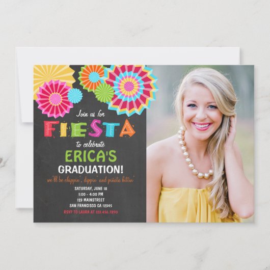 Invitation Fiesta Festival Mexicaine Graduation Party Invitat (Devant)