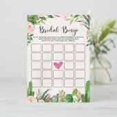 Invitation Fiesta Fête des mariées Jeu Cactus Rose Floral Car (Debout devant)