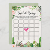 Invitation Fiesta Fête des mariées Jeu Cactus Rose Floral Car (Devant / Derrière)