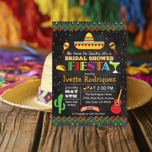 Invitation Fiesta Fête des mariées mexicaine Chalk