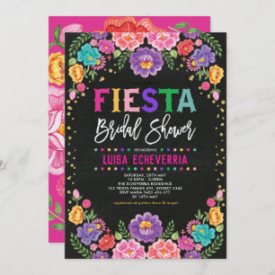 Invitation Fiesta Fête des mariées mexicaine Fleur Chalkboard