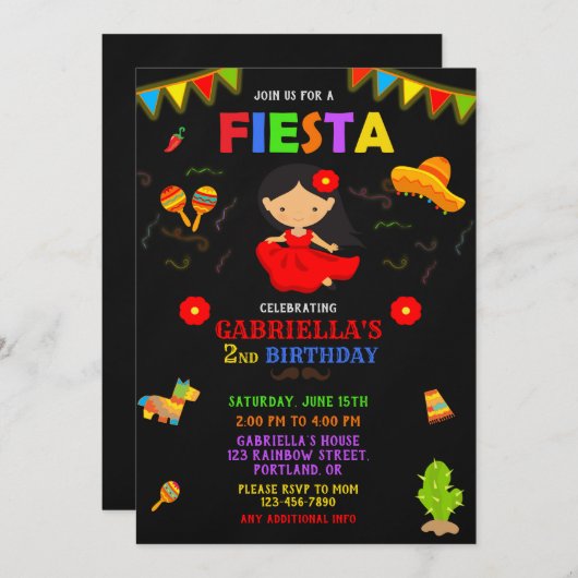 Invitation Fiesta Fiesta (Devant / Derrière)
