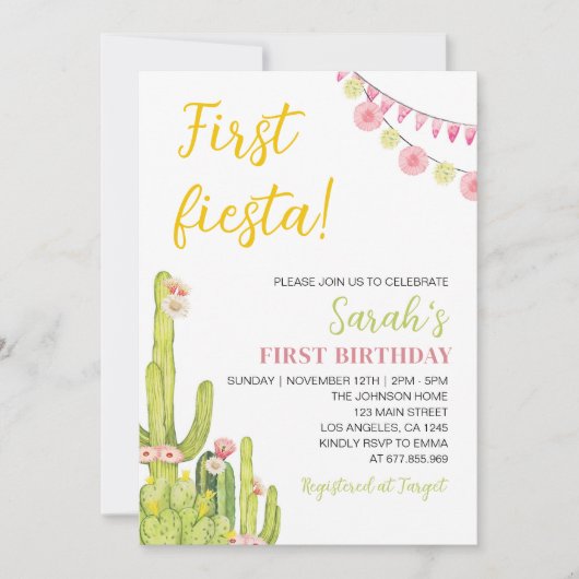 Invitation Fiesta First Birthday (Devant)
