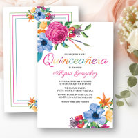 Fiesta Fleurs Aquarelle Florale Blanc Quinceanera