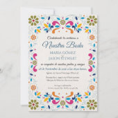 Invitation Fiesta Fleurs Colorées Mariage Espagnol (Devant)