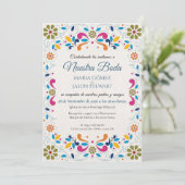 Invitation Fiesta Fleurs Colorées Mariage Espagnol (Debout devant)