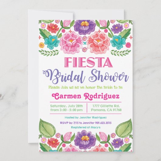Invitation Fiesta Floral Bridal (Devant)