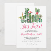 Invitation Fiesta Floral Cactus Fête des mariées succulente (Devant / Derrière)