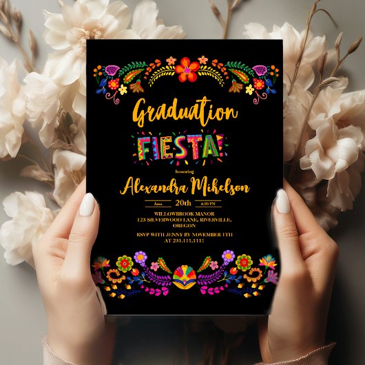 Invitation Fiesta Floral Graduation Party Mexicaine