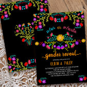 Invitation Fiesta Floral noir couleur mexicaine Révélation de