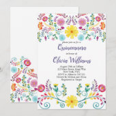 Invitation Fiesta Florale mexicaine de Quinceanera (Devant / Derrière)