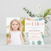 Invitation Fiesta FOUR ever Mexicaine 4e anniversaire de fête (Debout devant)
