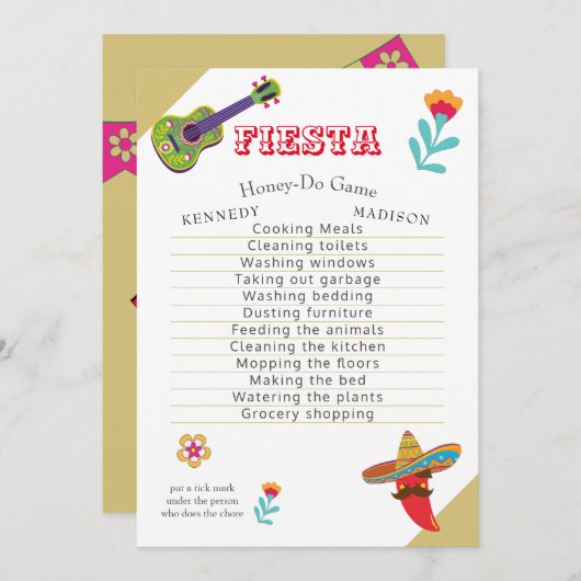 Invitation Fiesta Fun Wedding shower Jeu Fab (Devant / Derrière)