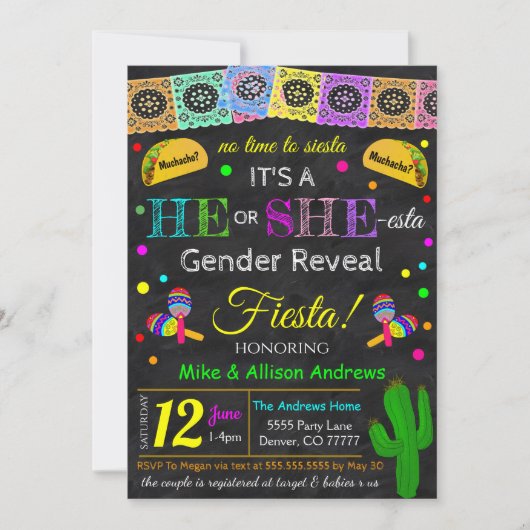 Invitation Fiesta Genre Revela (Devant)