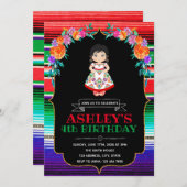 Invitation Fiesta girl anniversaire (Devant / Derrière)