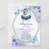 Invitation Fiesta Girl Baptême Christening Pastel Floral (Devant)