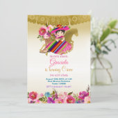 Invitation Fiesta Gold Fleurs Mexicaines Anniversaire Fille   (Debout devant)