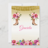 Invitation Fiesta Gold Fleurs Mexicaines Anniversaire Fille   (Dos)