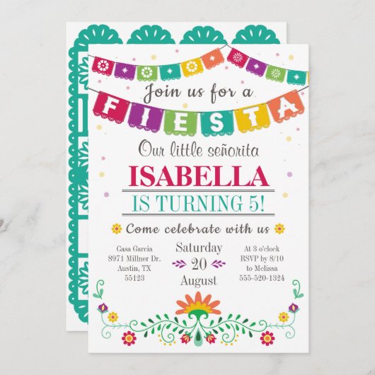 Invitation Fiesta - Invitation Anniversaire Tous l (Devant / Derrière)