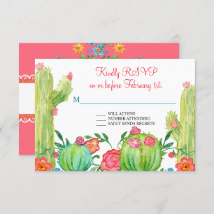 Invitation Fiesta Margarita Floral Cactus Mariage RSVP