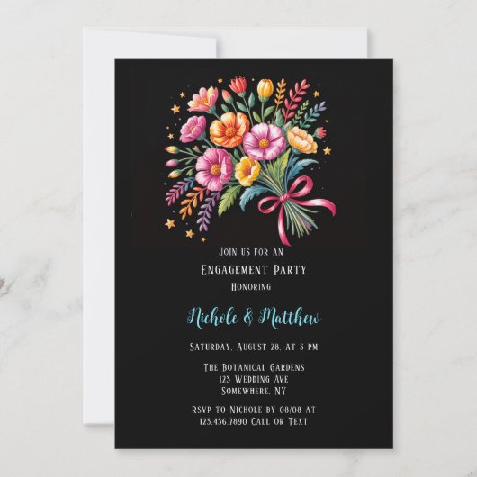 Invitation Fiesta Mariage Bouquet Vibrant (Devant)