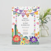 Invitation FIESTA MARIAGE - Fleurs Folkart Moderne (Debout devant)