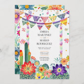 Invitation FIESTA MARIAGE - Fleurs Folkart Moderne (Devant / Derrière)