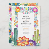 Invitation FIESTA MARIAGE - Fleurs Folkart Moderne (Devant / Derrière)