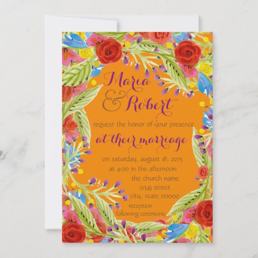 Invitation Fiesta Mariage Tangerine (Devant)