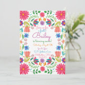 Invitation Fiesta Mexicaine Aquarelle Florale Anniversaire (Debout devant)