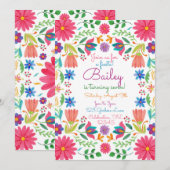 Invitation Fiesta Mexicaine Aquarelle Florale Anniversaire (Devant / Derrière)