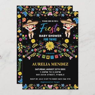 Invitation Fiesta Mexicaine Cute Twins Boys Twin Baby shower