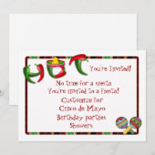 Invitation Fiesta mexicaine de poivre de piment (Devant / Derrière)