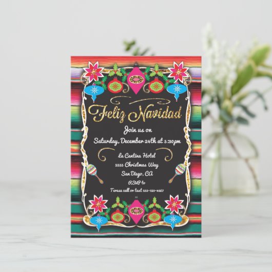 Invitation Fiesta mexicaine Feliz Navidad Party Parties scint (Debout devant)