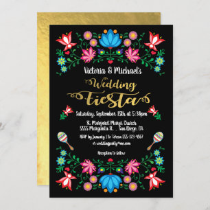 Invitation Fiesta mexicaine florale de mariage de feuille