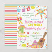 Invitation Fiesta Mexicaine Pinata Taco Deux Anniversaire (Devant / Derrière)