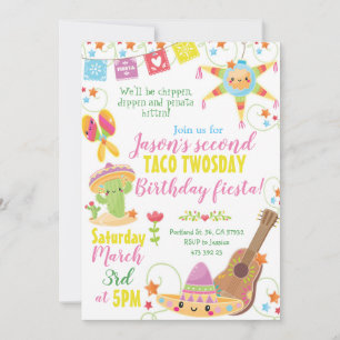 Invitation Fiesta Mexicaine Pinata Taco Deux Anniversaire