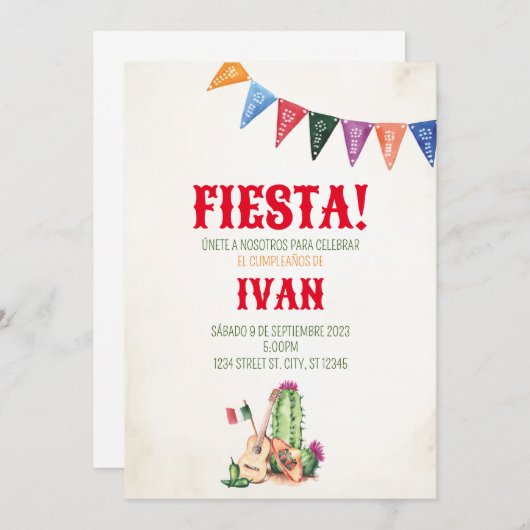 INVITATION FIESTA MEXICANA (Devant / Derrière)