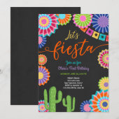 Invitation Fiesta Mexique Anniversaire Cactus (Devant / Derrière)
