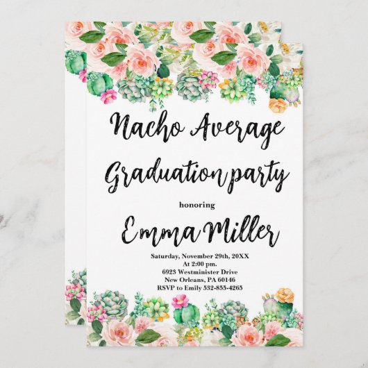 Invitation Fiesta Nacho Graduation moyenne (Devant / Derrière)