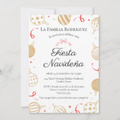 Invitation Fiesta Navideña Gold & Red Christmas Party (Devant)