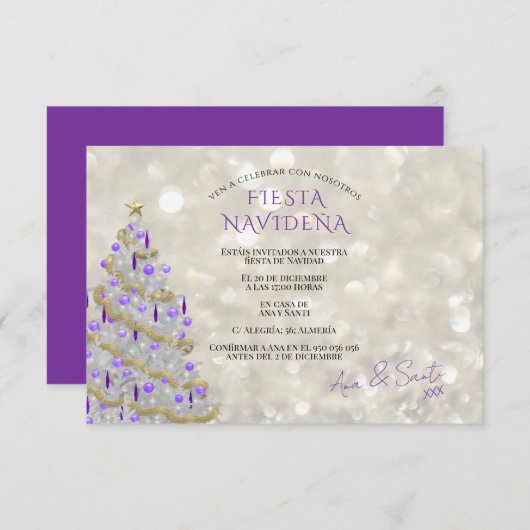 Invitation Fiesta Navideña Sofisticada (Devant / Derrière)