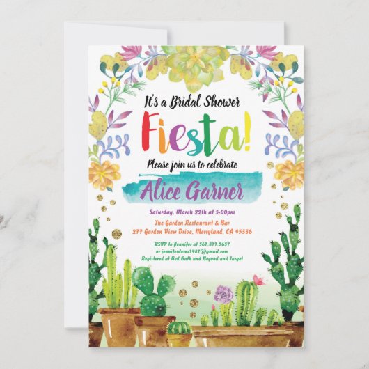 Invitation Fiesta nuptiale avec cactus (Devant)