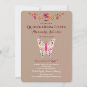 Invitation Fiesta papillon mexicain Quinceañera (Devant)